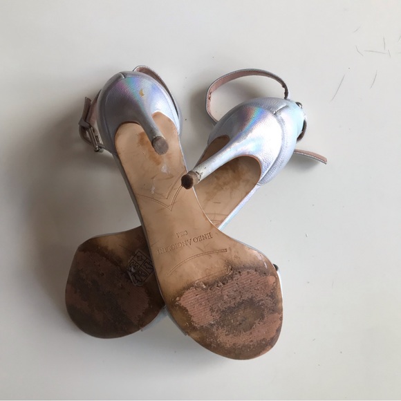 ENZO ANGIOLINI leather silver multicolour heels sandals - Picture 2 of 6